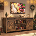Farmhouse TV Stand for 65 Inch TV with Sliding Barn Door, Rustic Wood Entertainment Center Large Media Console Cabinet Long Television Stands,Console Table and Media Furniture for Living Room(Brown)