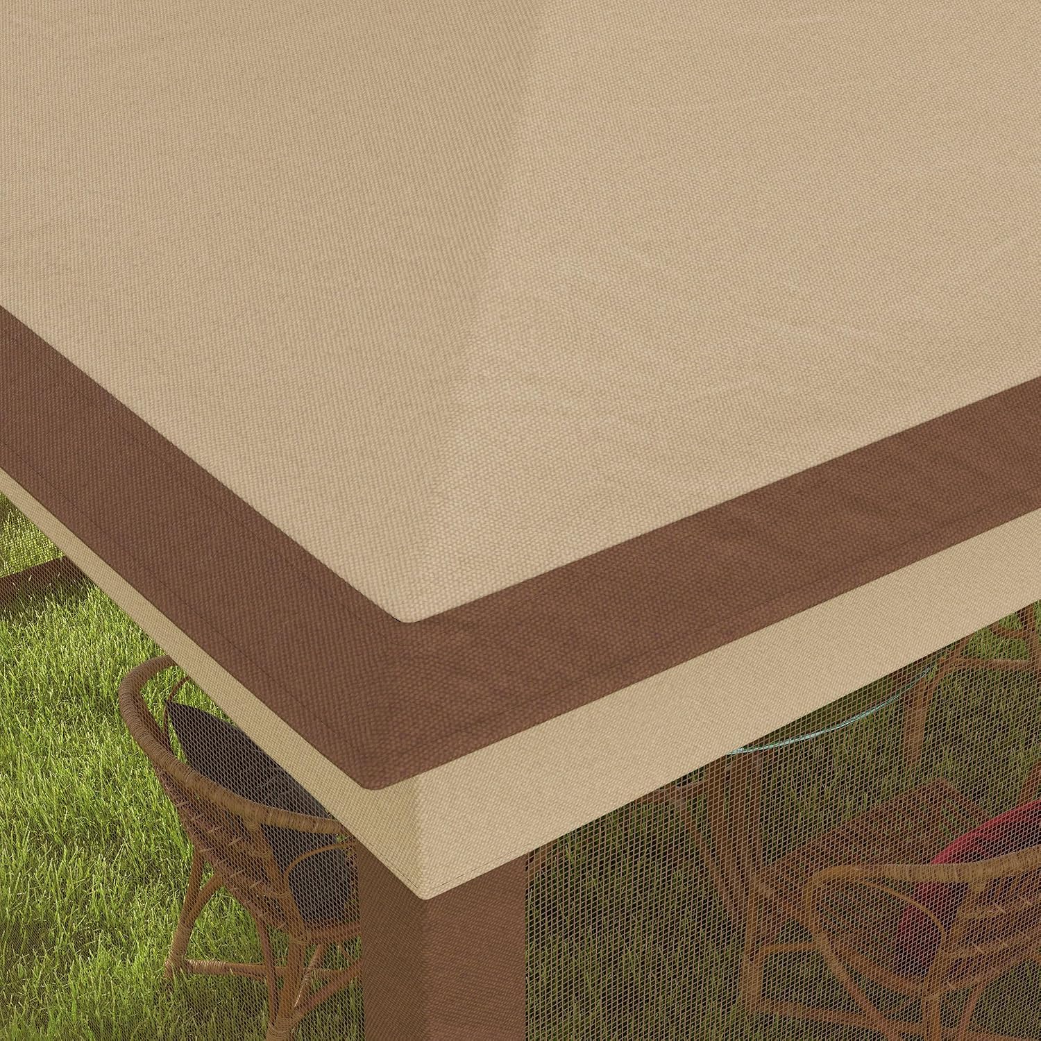 Outsunny 11' x 11' Pop Up Canopy, Outdoor Patio Gazebo Shelter with Removable Zipper Netting, Instant Event Tent w/ 114 Square Feet of Shade and Carry Bag for Backyard, Garden, Khaki