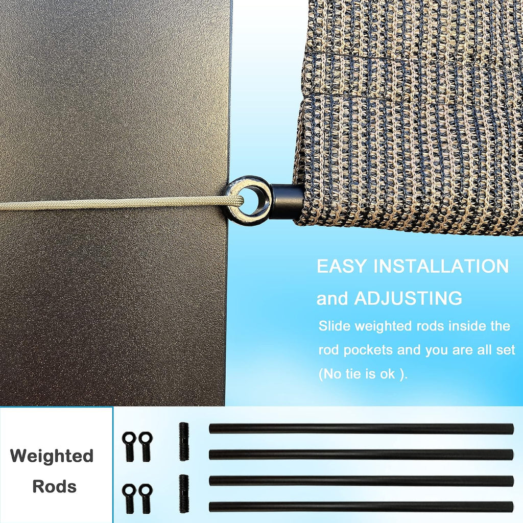 Alion Home Universal Breathable Pergola Shade Cover – Pergola Replacement Canopy – Outdoor Adjustable Shade Cover with Heavy Duty Weighted Metal Rods (12' x 10', Mocha Brown)