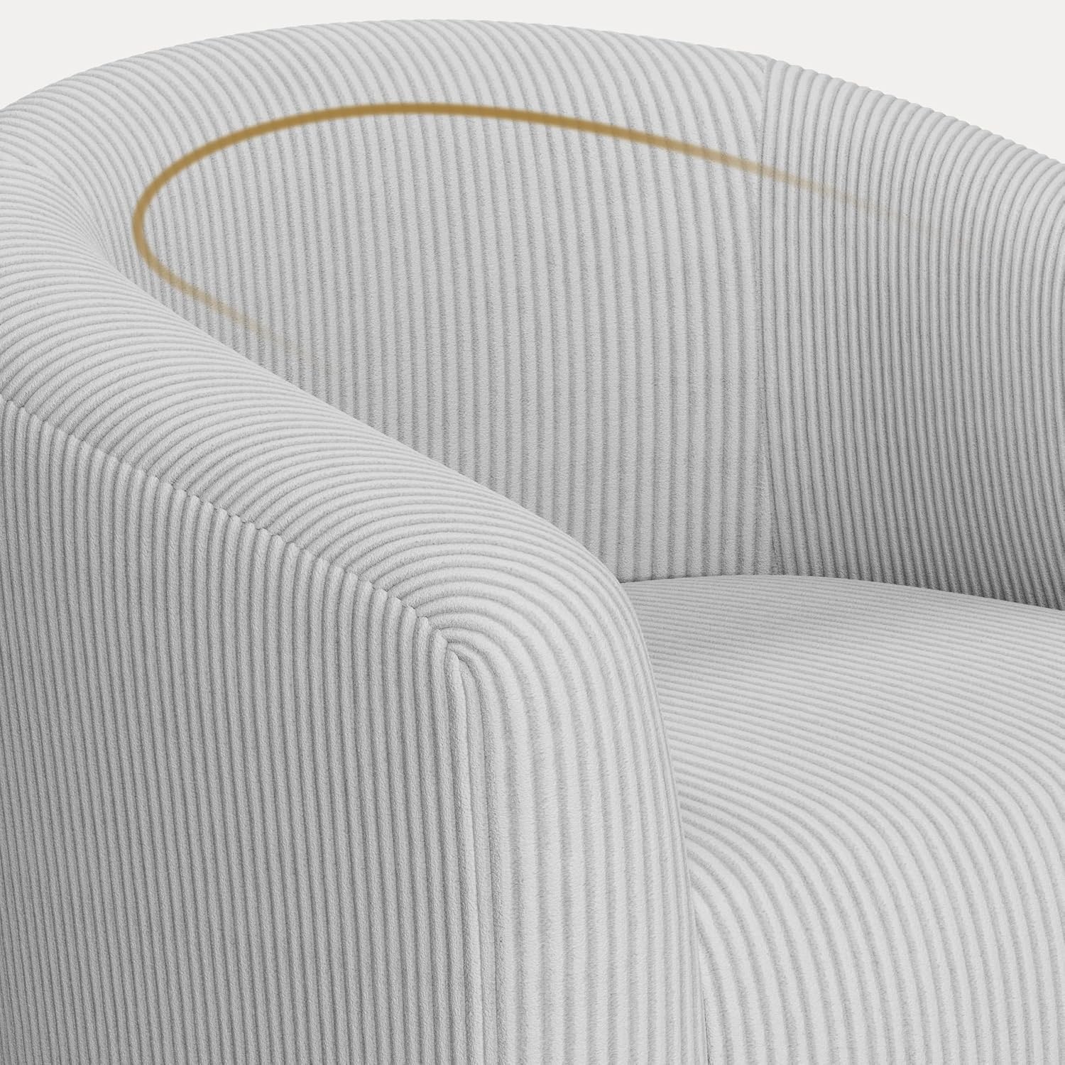 Yaheetech Accent Barrel Chair, Corduroy Fabric Club Chair, Furry Sherpa Elegant Armchair with Cozy Soft Padded for Living Room Bedroom Reception Room Office, Light Gray