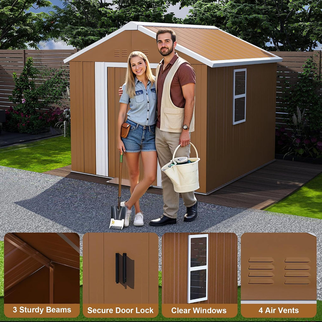 Leavader 6x4 FT Metal Storage Shed, Heavy-Duty Outdoor Matel Tool Shed with Windows, Lockable Door&Ventilation - Weatherproof Outdoor Garden Shed for Backyard, Lawn, Tool Organization