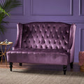 Modern Tufted Velvet Loveseat, 2 Seat Couch Sofas with High Back Thick Padded Cushioned Seats for Living Room, Victorian Style, Raisin