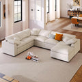 LUMISOL 124.8' Sectional Sofa with Ottoman for Living Room, Oversized L Shaped Couch, Modular Combination Corner Sofa for Spacious Space Office Apartment, Beige