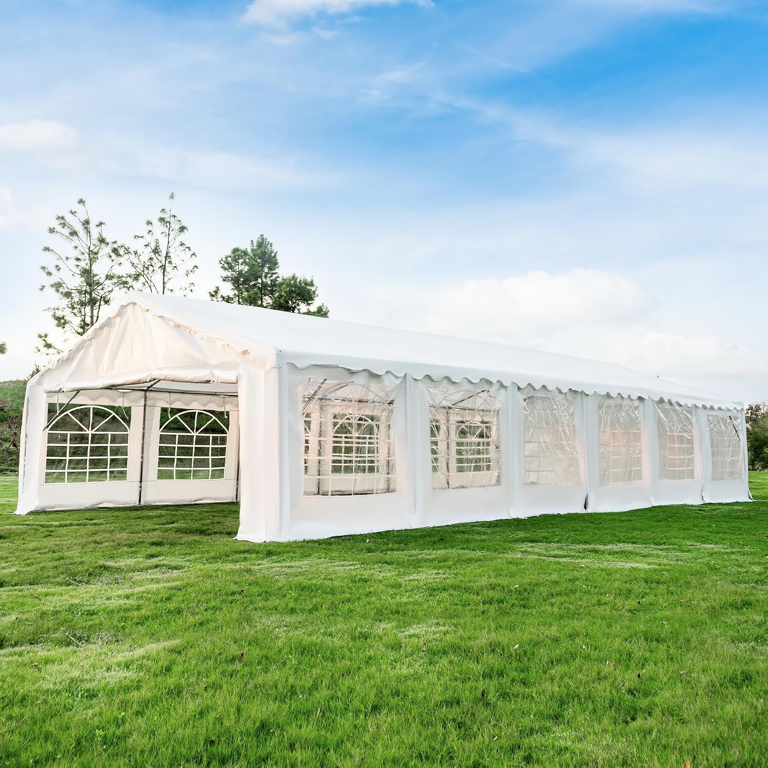 EROMMY 20x40ft Party Tent, Outdoor Wedding Heavy Duty Large Canopy Carport with Removable Sidewalls, 2 Roll-up Doors, 4 Storage Bags, Gazebo Shelter Tent for Party Event Commercials, White
