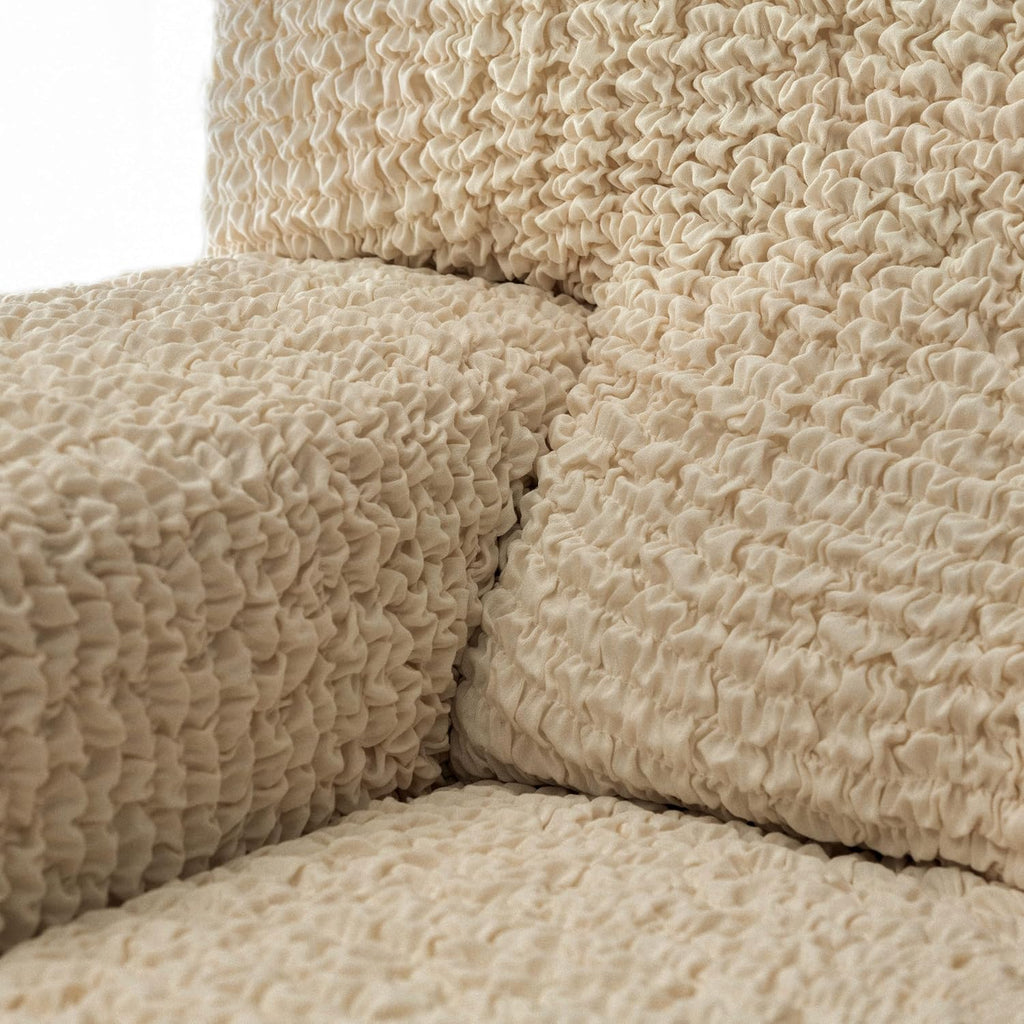 PAULATO BY GA.I.CO. Stretch Armchair Cover - Sofa Slipcover - Loveseat Slipcover - 1-Piece Form Fit Washable Protector for Pet - Mille Righe Collection - Beige (64'-85' Wide)