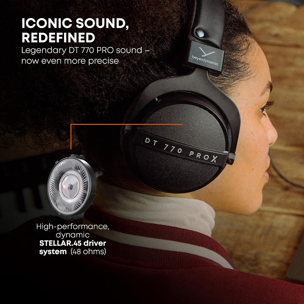 beyerdynamic DT 770 Pro X Wired Over-Ear Headphones, 48 Ohm, Closed-Back Professional Recording Studio Monitor. Recording, Monitoring, Sound Isolation, Handmade in Germany. Black