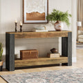 Tribesigns 63-Inch Long Console Table for Entryway, Farmhouse Wood Sofa Table Behind Couch for Living Room, Hallway, Entrance, Foyer, Rustic Brown & Black