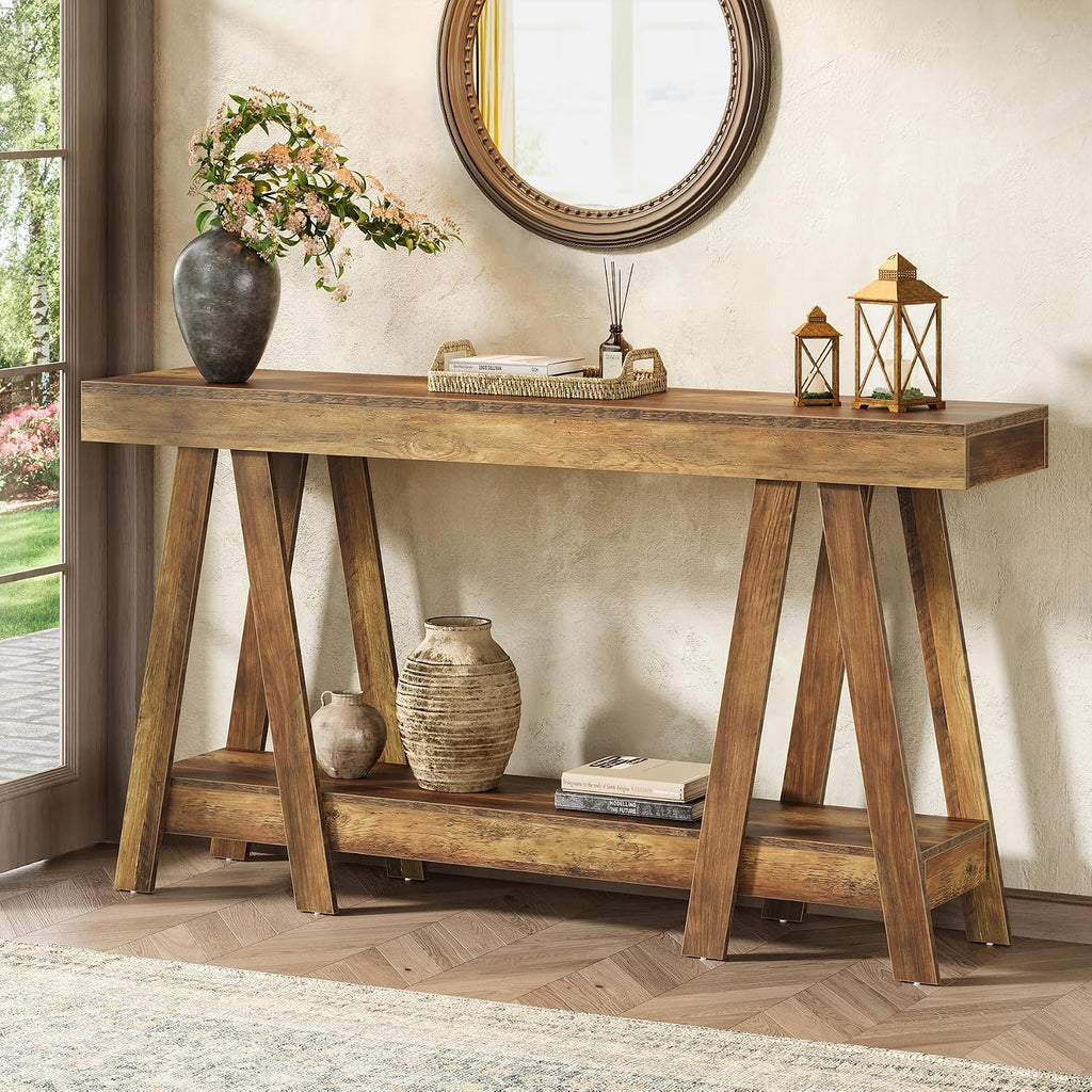 Tribesigns 70.87' Farmhouse Console Table, 2-Tier Entryway Accent Table Behind Sofa for Living Room, Entrance, Foyer