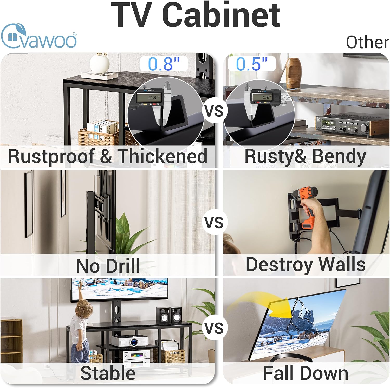 Corner TV Stand with Mount LED - Universal TV Mount Stand for 32-65' TV, Height Adjustable Swivel TV Console Wood & Steel Entertainment Center with Mount, Cabinet, Power Outlet, Colorful Light, Black
