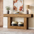 Tribesigns 63-Inch Long Console Table, 2-Tier Entryway Table Sofa Table with Storage, Farmhouse Wood Behind Couch Table for Living Room, Hallway, Rustic Brown