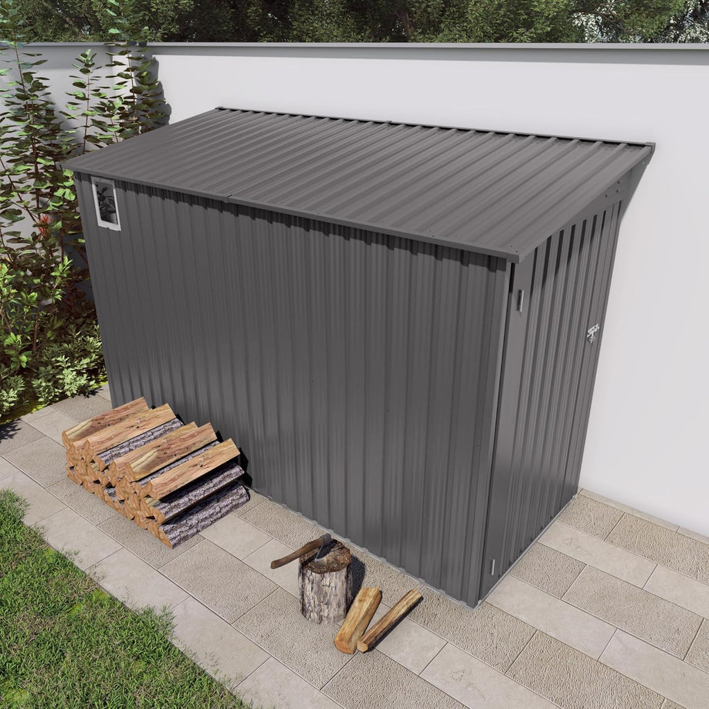 4 x 9 FT Tool Outdoor Storage Shed, Metal Storage Shed for Backyard Patio Garden,Sloped Roof Corner Fit, Side Swing Door, 2 Vents,Waterproof Backyard Garden Storage for Tools, Bikes, Sundries