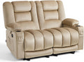 MCombo 55.9' Zero Gravity Power Loveseat Recliner with Heat and Vibration Massage, Reclining Loveseat Sofa with USB Ports, Cup Holders for Living Room, Fabric PR648SET (Beige)
