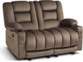 MCombo 55.9' Zero Gravity Power Loveseat Recliner with Heat and Vibration Massage, Reclining Loveseat Sofa with USB Ports, Cup Holders for Living Room, Fabric PR648SET (Dark Brown)