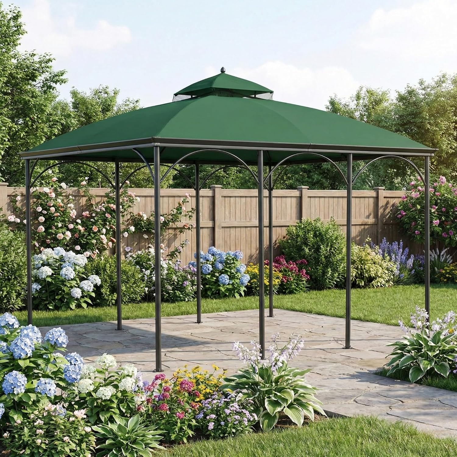 Garden Winds Reinforced RipLock 350 Replacement Canopy Top Cover Compatible with Somerset 10' x 12' Gazebo Models L-GZ212PCO-B - Green