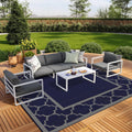 GENIMO 10 'x10 ' Outdoor Rug for Patio Clearance, Waterproof Indoor Outdoor Plastic Straw Rugs Carpet, Reversible Outside Area Rv Mat for Camping, Balcony Porch, Deck, Picnic, Beach (Blue & Grey)