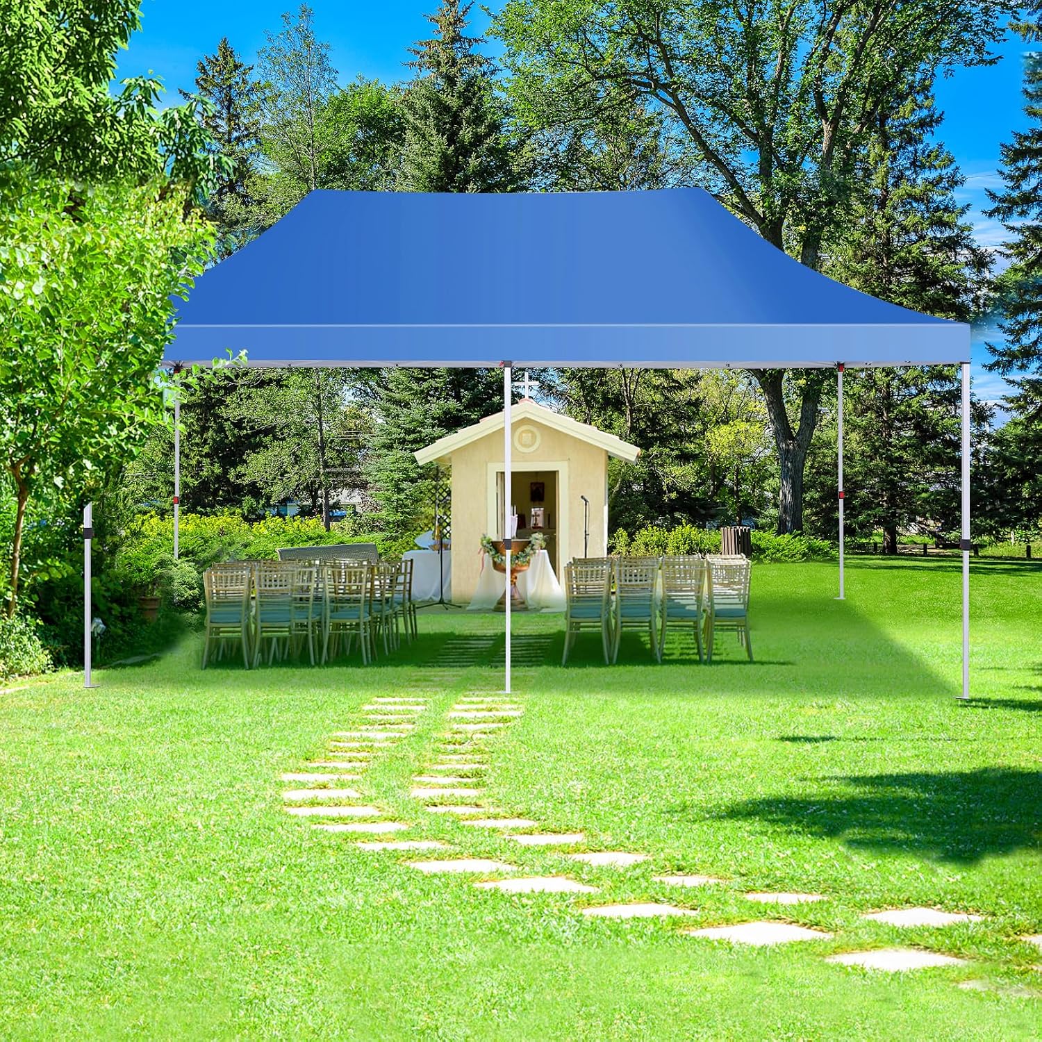 COBIZI 10x20ft Pop Up Canopy Tent with 6 Removable Sidewalls, Easy Up Commercial Canopy, Waterproof and UV50+ Gazebo with Portable Bag, Adjustable Leg Heights,Party Tents for Parties, with 4 Sandbags