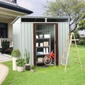 YOPTO 6×5 FT Outdoor Metal Storage Shed with 4 Integrated Punched Vents,Heavy Duty Outdoor Storage House W/Padlock and Sliding Doors,Waterpoof Resistance,Tool Sheds for Backyard Garden,Patio,White