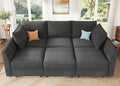 HONBAY Modular Sofa Sectional Sleeper Couch with Storage Modular Couch Convertible Couches for Living Room - Snowflake Velvet Grey