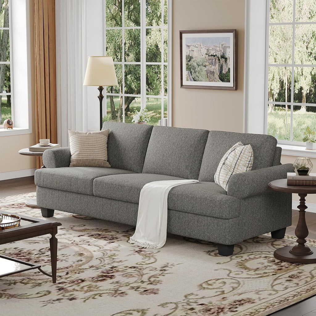 COPIAE 91 Inch Lawson Sofa with Extra Deep Seats Oversize, Mid-Century 3-Seat Sofa Couch, for Living Room, Apartment, Lounge, Light Gray