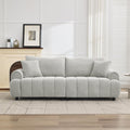 88 'Modern Boucle Sofa Couch, Oversized Comfy 3 Seater Sherpa Curved Sofas Deep Seat, Upholstered Loveseat Teddy Round Arm Couches for Living Room, Bedroom, Light Grey