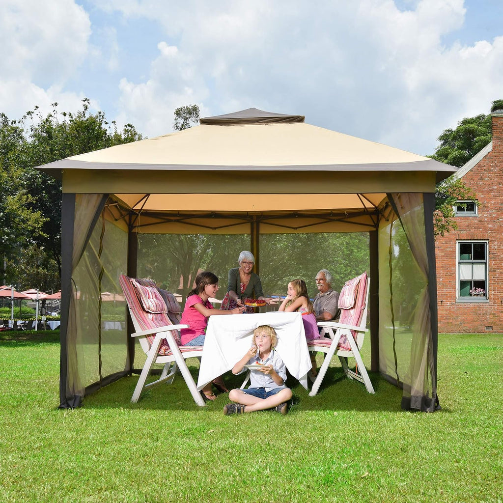 Yescom All-in-1 11x11ft Pop-Up Gazebo Tent with Mesh Sidewall Carry Bag Sunshading Shelter for Outdoor Yard Garden Patio
