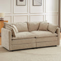 Modular Sectional Sofa, 77 Inch, Coffee, 2-Seater | Rectangle Shaped, With Armrests, Comfy Cloud Couches, For Living Room, For Apartment