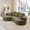 Christopher Knight Home Carden 106' Curved Modular Sectional Sofa, Fabric Upholstered Comfy Sofa Couch with Chaise Lounge, Modern Cloud Couch with Deep Seat, No Assembly Required, Olive Green