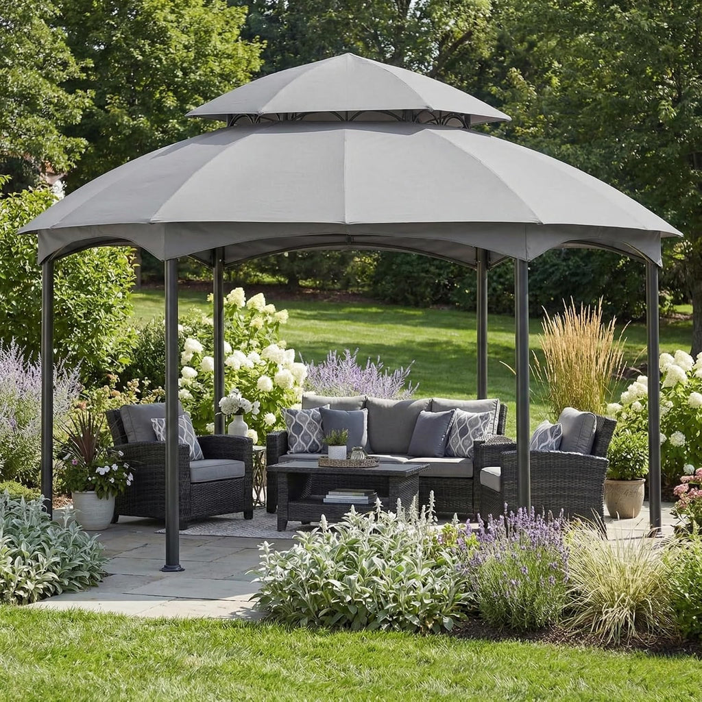 Garden Winds Reinforced RipLock 350 Replacement Canopy Top Cover Compatible with Heritage 12' x 12' Hexagon Gazebo Models L-GZ793PST-E, A101011800 - Slate Gray