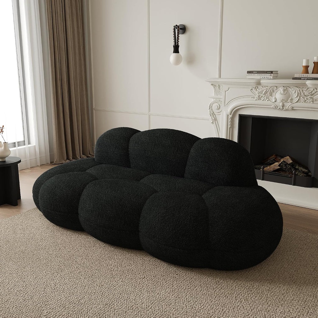 JACH Boneless Cloud Couches for Living Room Apartment, Modern Comfy Upholstered Sofa, Modern Leisure Sofa, Upholstered Couch for Bedroom, Small Space (Black, No Assembly Required)