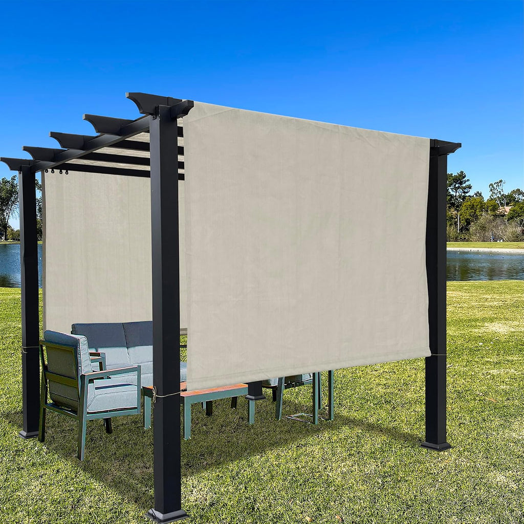 Alion Home Universal Breathable Pergola Cover - Pergola Replacement Canopy - Outdoor Adjustable Sun Shade Cover with Heavy Duty Metal Weighted Rods (12' x 10', Smoke Tan)
