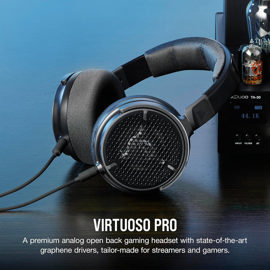 Corsair Virtuoso PRO Wired Open Back Gaming Headset - Detachable Uni-Directional Microphone - 50mm Graphene Drivers - 20Hz-40 kHz Frequency Response - Carbon