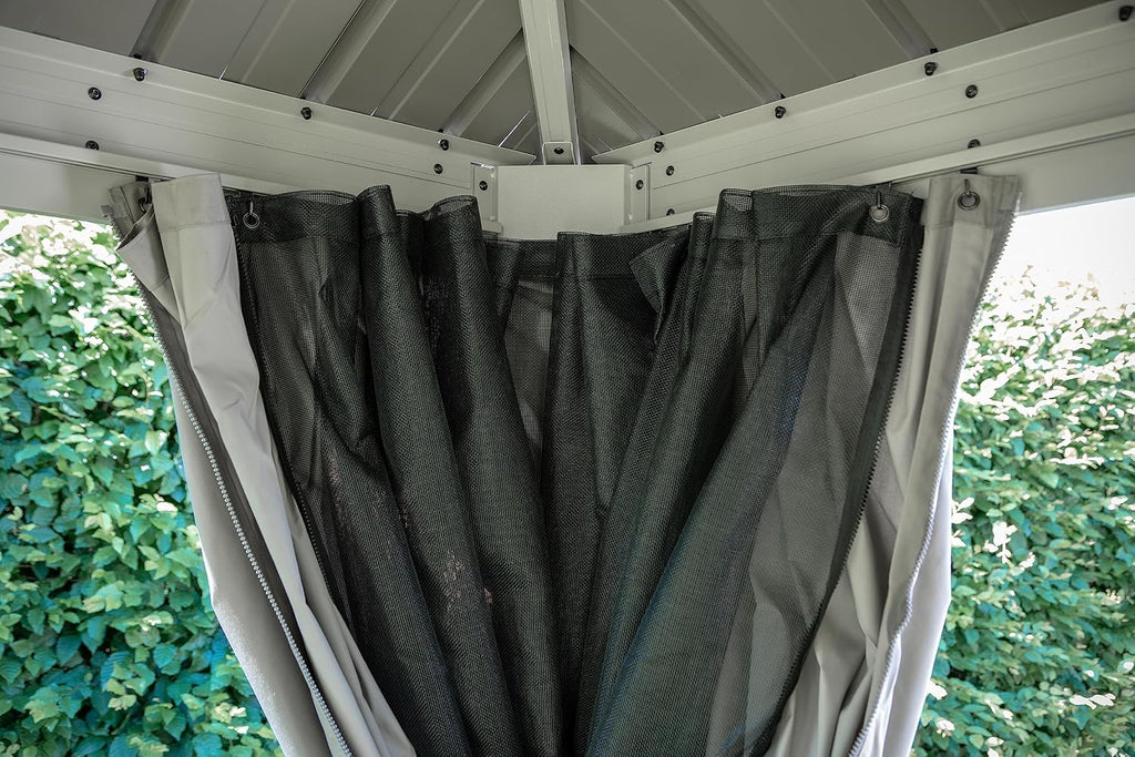 Sojag Taupe Curtains for Monaco/Messina/Mykonos Gazebos, 12 ft. x 12 ft., Spun, Outdoor Shades