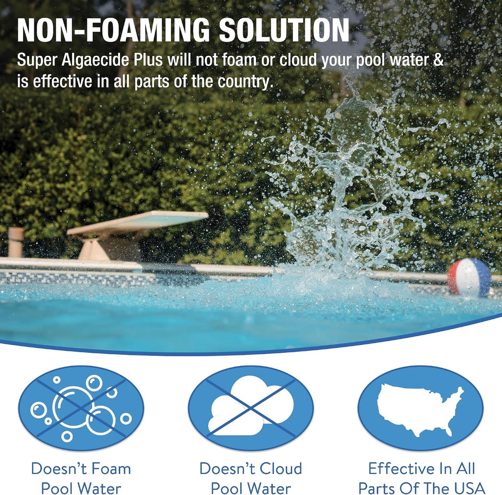 Doheny's Super Algaecide Plus | Pro-Grade | Effective Against Most Algae Types | 7.1% Chelated Copper (Reduces Staining) | Non-Foaming, No Clouding | Safe to Swim After Use | 12 x 40oz Bottles (480oz)