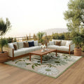 Nourison Home Aloha Ivory Green 6' x 9' Area Rug - Easy Clean, Non Shedding, Bed Room, Living Room, Dining Room, Kitchen (6' x 9')