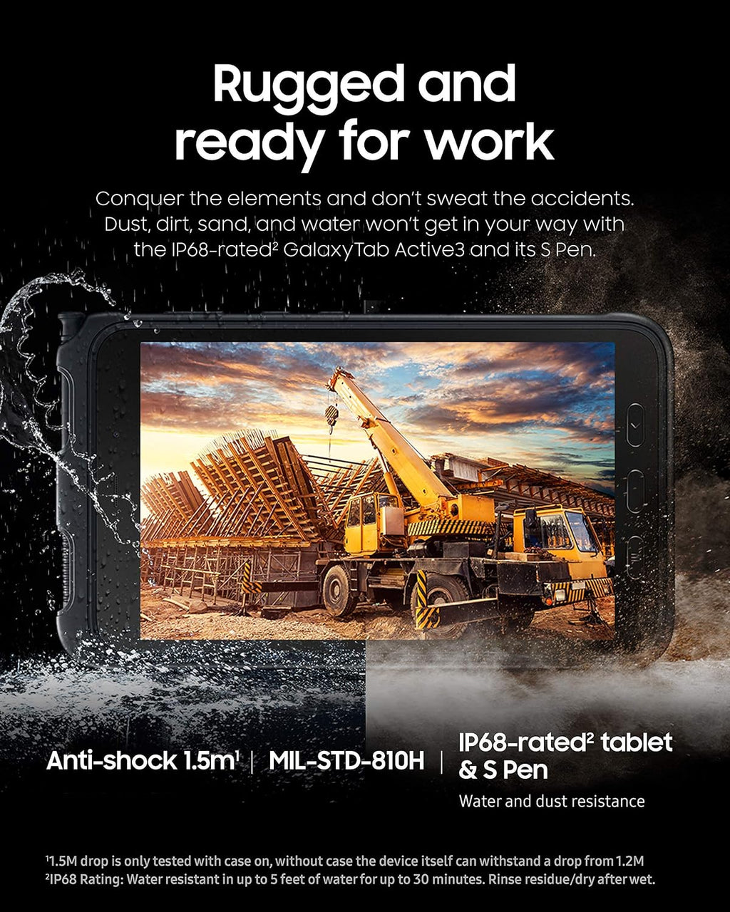 SAMSUNG Galaxy Tab Active3 Enterprise Edition 8' Rugged Multi Purpose Tablet |64GB & WiFi | Biometric Security (SM-T570NZKAN20), Black (Renewed)