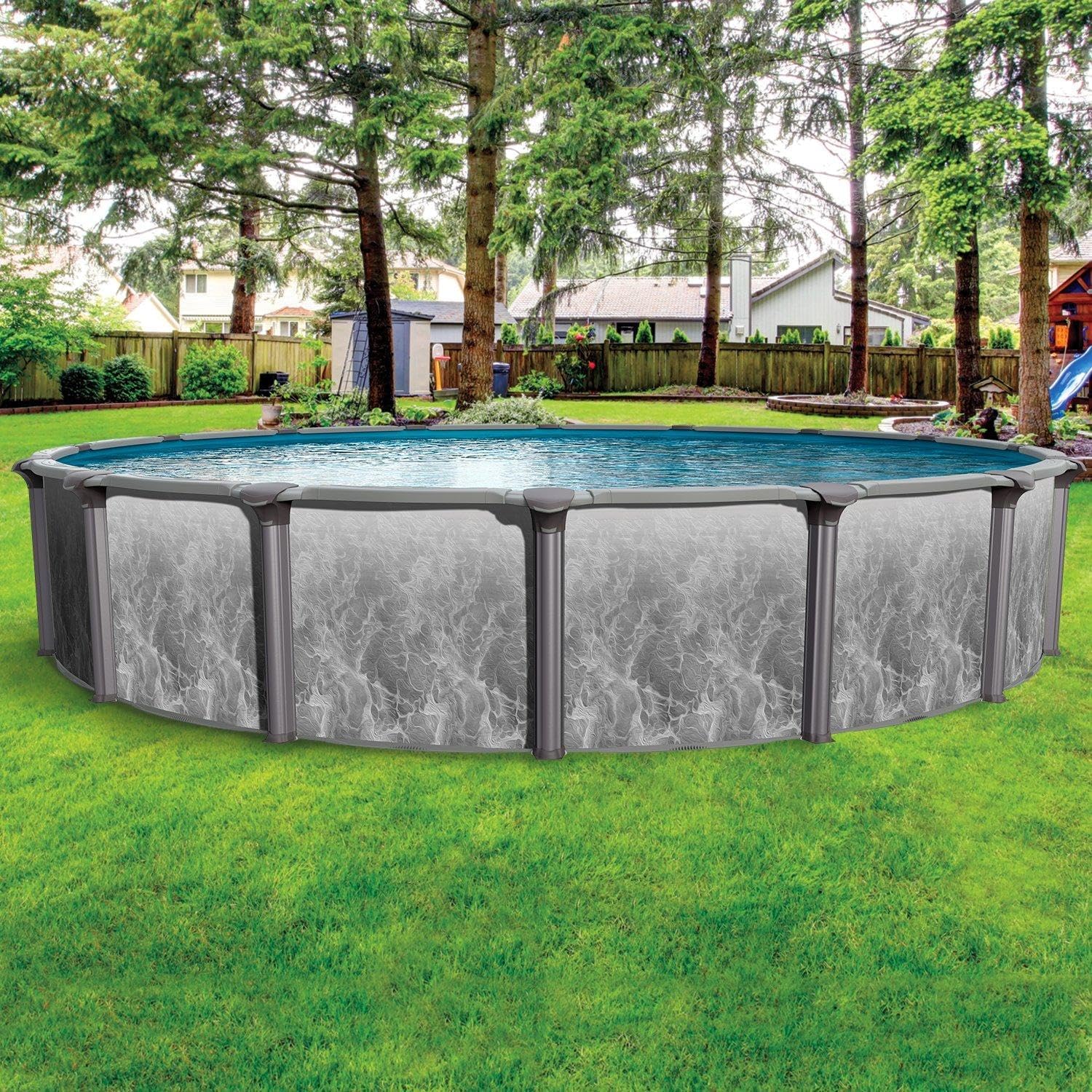 In The Swim 24' Round Above Ground Swimming Pool - Emotion Package - Featuring: Sand Filter, Pump System and A-Frame Ladder
