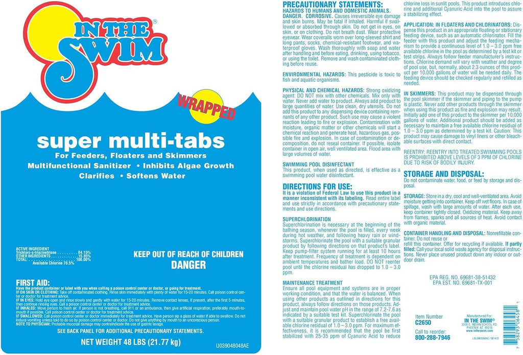 In The Swim 3 inch 5-in-1 Super Multi-Tabs – Swimming Pool Sanitizer – Chlorine - Algaecide - Stabilizer - Clarifier - 9 Pounds