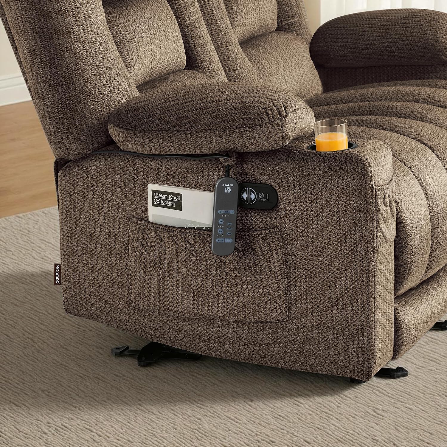 MCombo 55.9' Zero Gravity Power Loveseat Recliner with Heat and Vibration Massage, Reclining Loveseat Sofa with USB Ports, Cup Holders for Living Room, Fabric PR648SET (Dark Brown)
