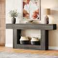 Tribesigns 63-Inch Long Console Table, 2-Tier Entryway Table Sofa Table with Storage, Farmhouse Wood Behind Couch Table for Living Room, Hallway, Rustic Gray