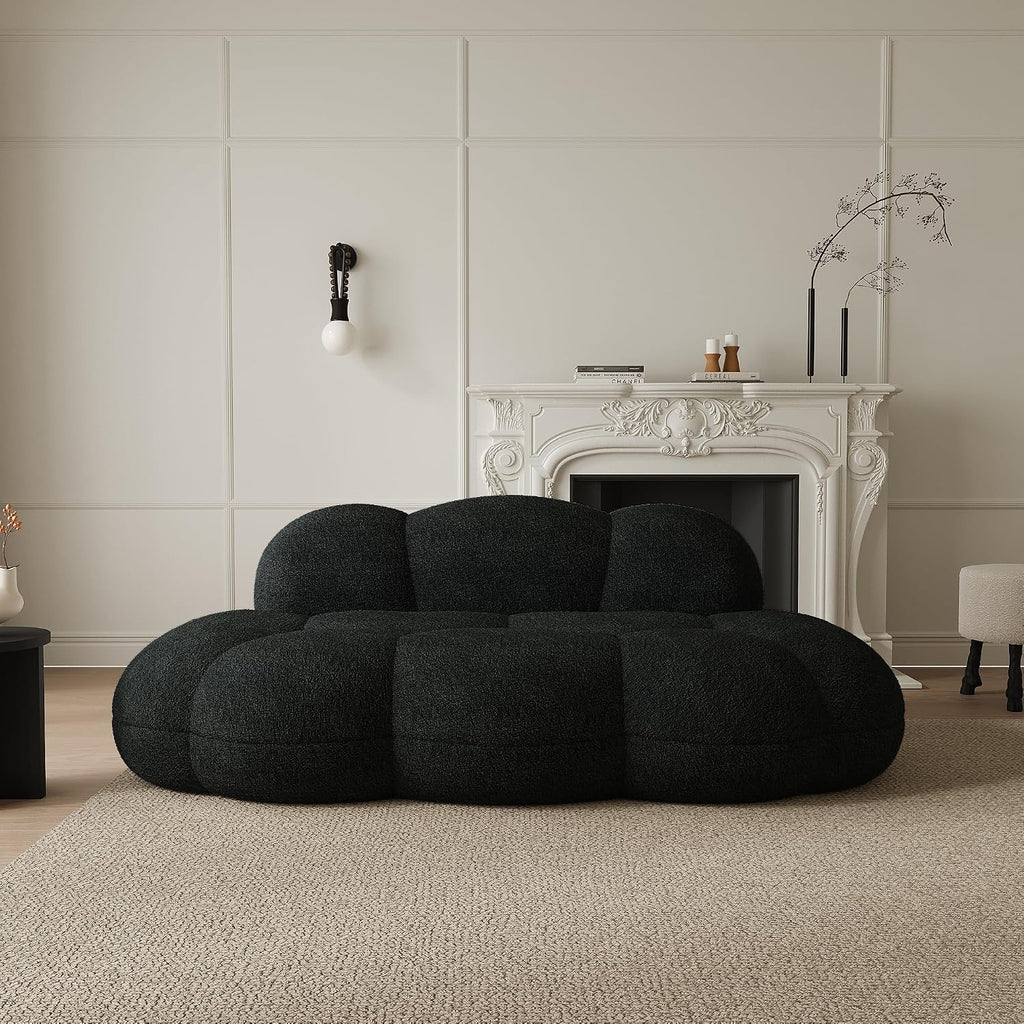 JACH Boneless Cloud Couches for Living Room Apartment, Modern Comfy Upholstered Sofa, Modern Leisure Sofa, Upholstered Couch for Bedroom, Small Space (Black, No Assembly Required)
