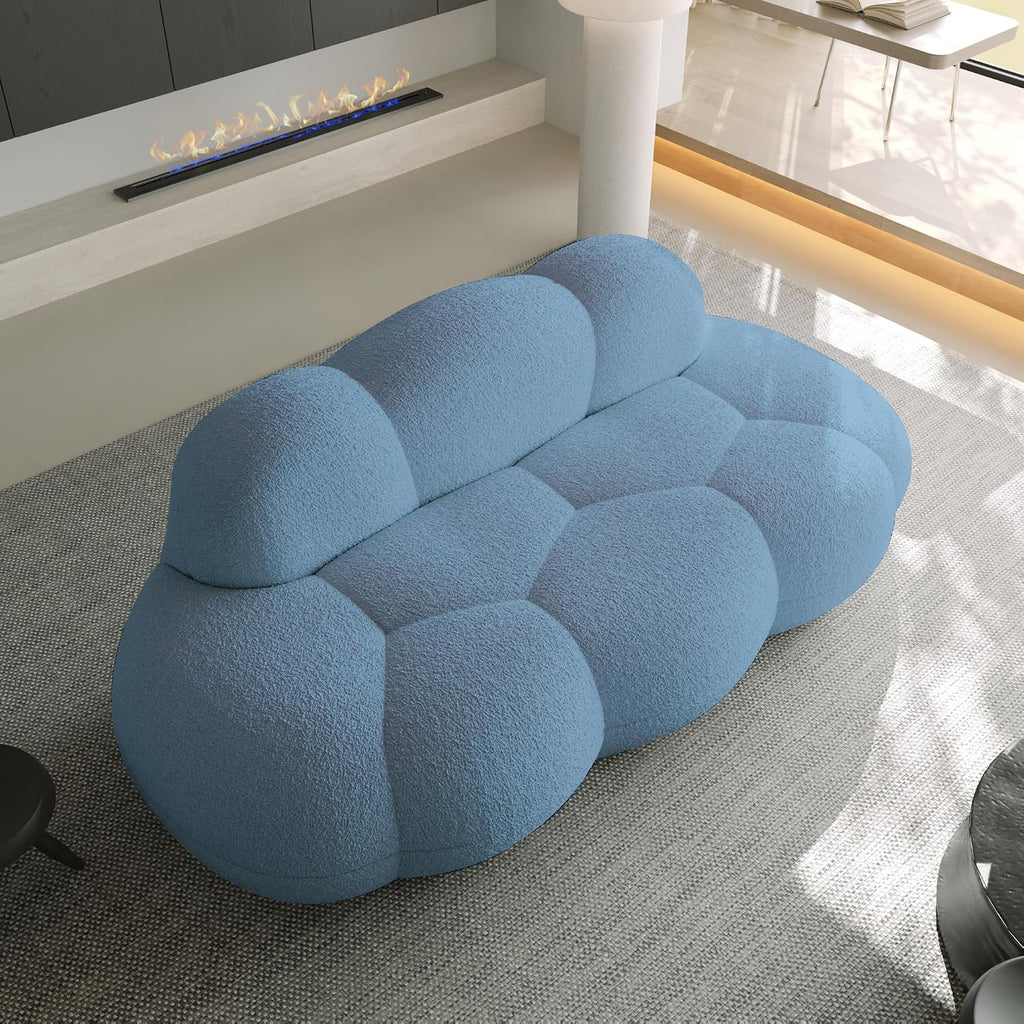 JACH Cloud Shaped Couches for Living Room, Modern Comfy Upholstered Sofa, Cloud Shaped Leisure Sofa, Upholstered Couch for Bedroom, Apartment, Small Space (Blue, No Assembly Required)