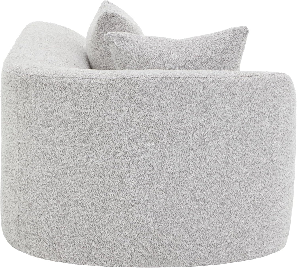 Merax 116' Curved Polyester Sectional Sofa, Modern Pearl Upholstery 3 Seat Cloud Couch with Chaise Lounge & 4 Pillows for Living Room, White+Gray