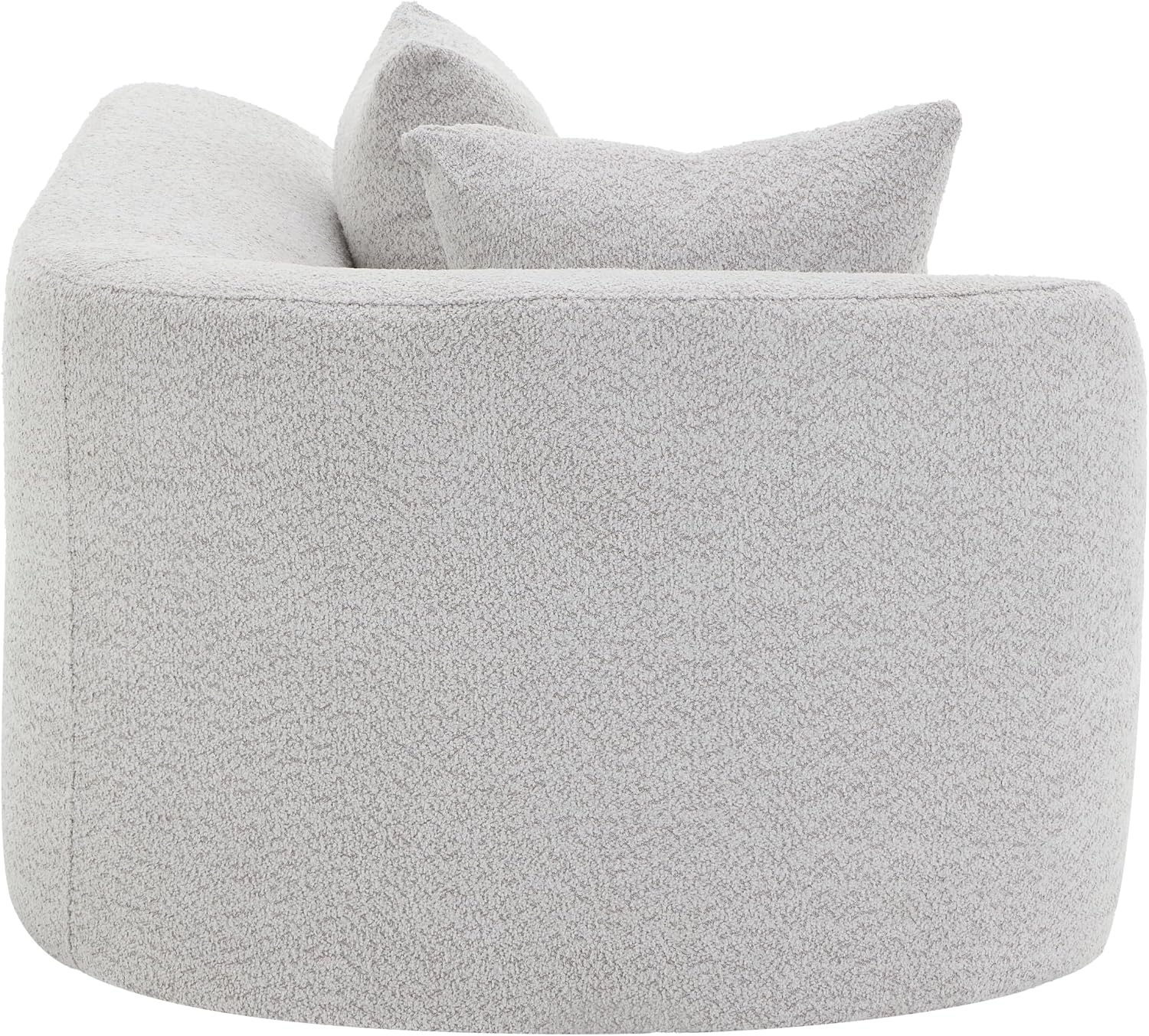 Merax 116' Curved Polyester Sectional Sofa, Modern Pearl Upholstery 3 Seat Cloud Couch with Chaise Lounge & 4 Pillows for Living Room, White+Gray