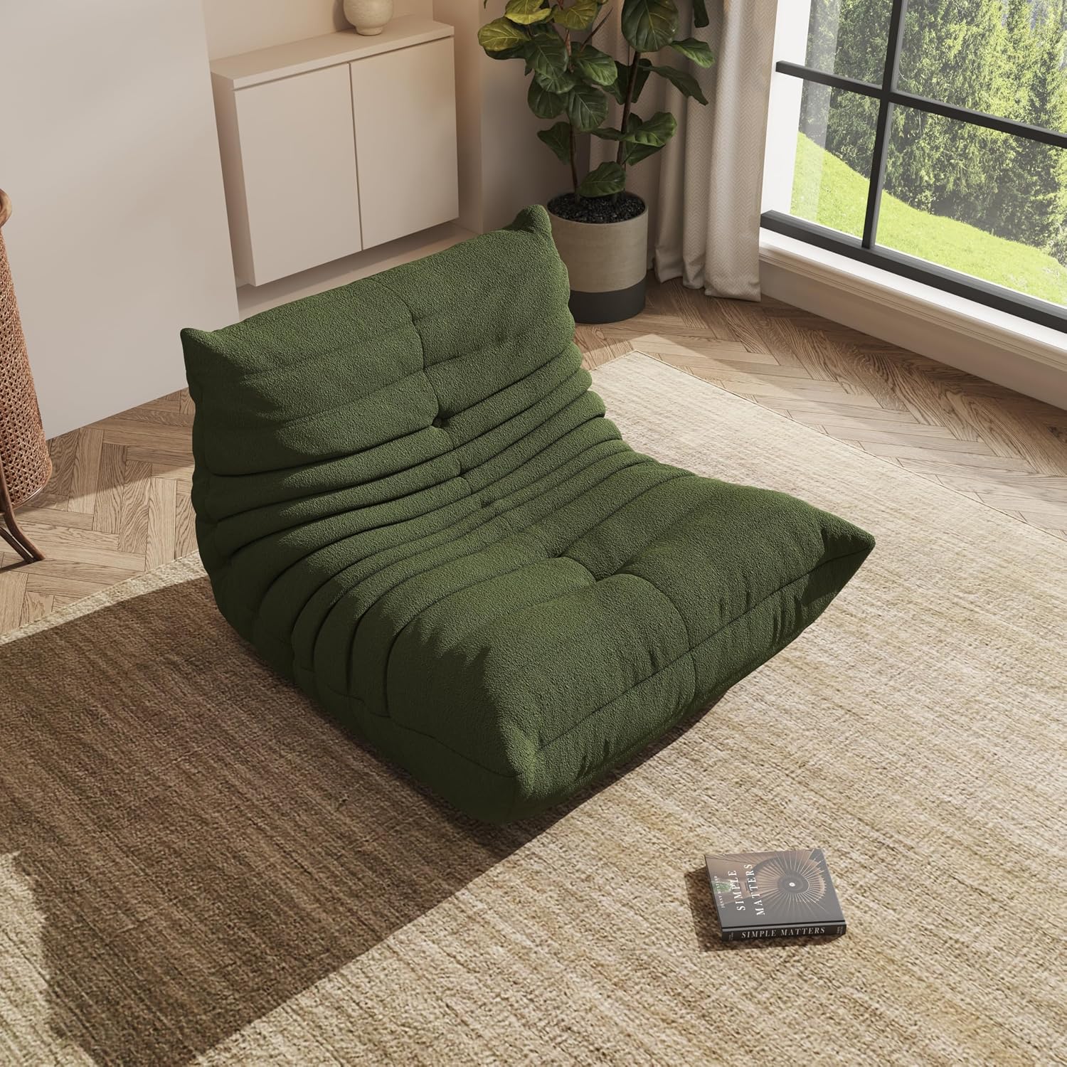 Bean Bag Chair for Adults, Comfy Floor Chair Memory Foam Bean Bag Chair, Cozy Lounge Floor Chair for Gaming, Reading & Relaxation, Small Foam Couch for Living Room, Bedroom (Mint Green, Single)