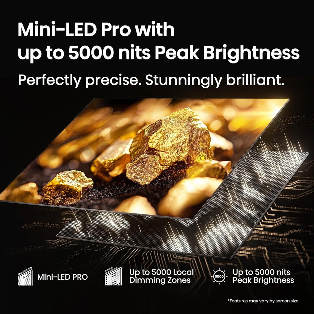 Hisense 75' Class U8 Mini-LED ULED 4K UHD Google Smart TV (75U8QG, 2025 Model) - QLED, Native 165Hz, VRR 288, Up to LD5600, 5000 Nits, HDR10+, Dolby Vision IQ · Atmos, IMAX Enhanced, 4.1.2 Ch Audio