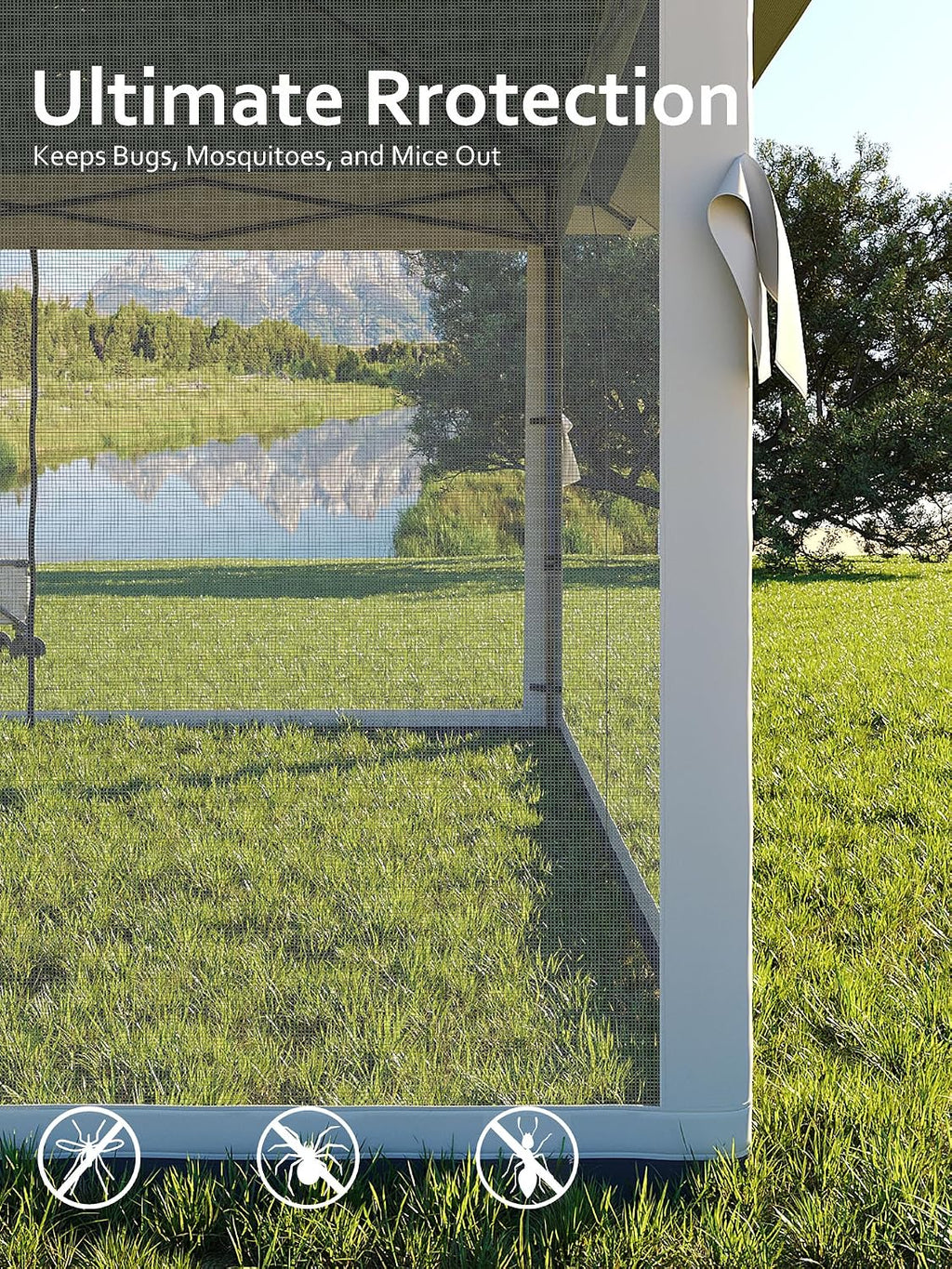Garvee 13x13 ft Pop Up Gazebo, Canopy Tent with Mosquito Netting, Outdoor Gazebos for Backyard & Patio Furniture - Pop Up Canpy with Wheeled STO-N-Go Cover Bag(Navy Blue+Hemp Grey)