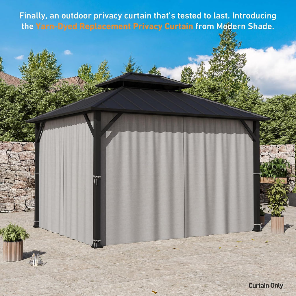Modern Shade Yard-Dyed Gazebo Curtains Replacement Universal 4-Panel Sidewalls 10' x 12', Outdoor Gazebo Privacy Curtains with Zipper, Replacement for Outdoor, Patio and Backyard (Curtain Only)