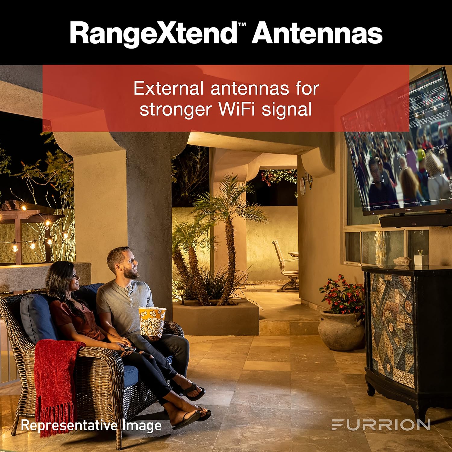 Furrion Aurora 50-Inch Full-Shade 4K LED Outdoor Smart TV - Weatherproof Outdoor Television w/ HDR10, Anti-Glare, 400-Nit LED Screen, Impact-Resistant Screen, External Antenna for Shaded Outdoor Areas