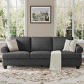 COPIAE 91 Inch Lawson Sofa with Extra Deep Seats Oversize, Mid-Century 3-Seat Sofa Couch, for Living Room, Apartment, Lounge, Dark Gray
