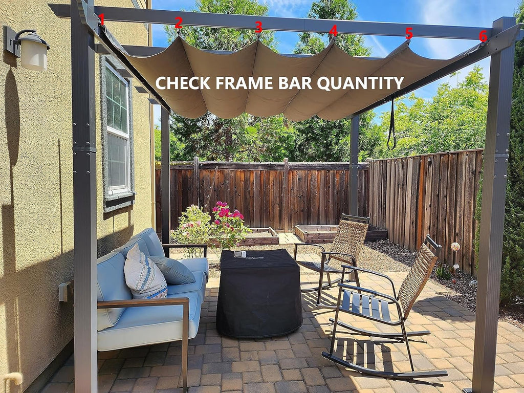 Pergola Shade Cover Replacement Canopy Top Compatible with 10 X 13 ft 6-Bar Pergola Frames - Gray (Canopy Size 116' W x 135' L, Canopy Top Only)